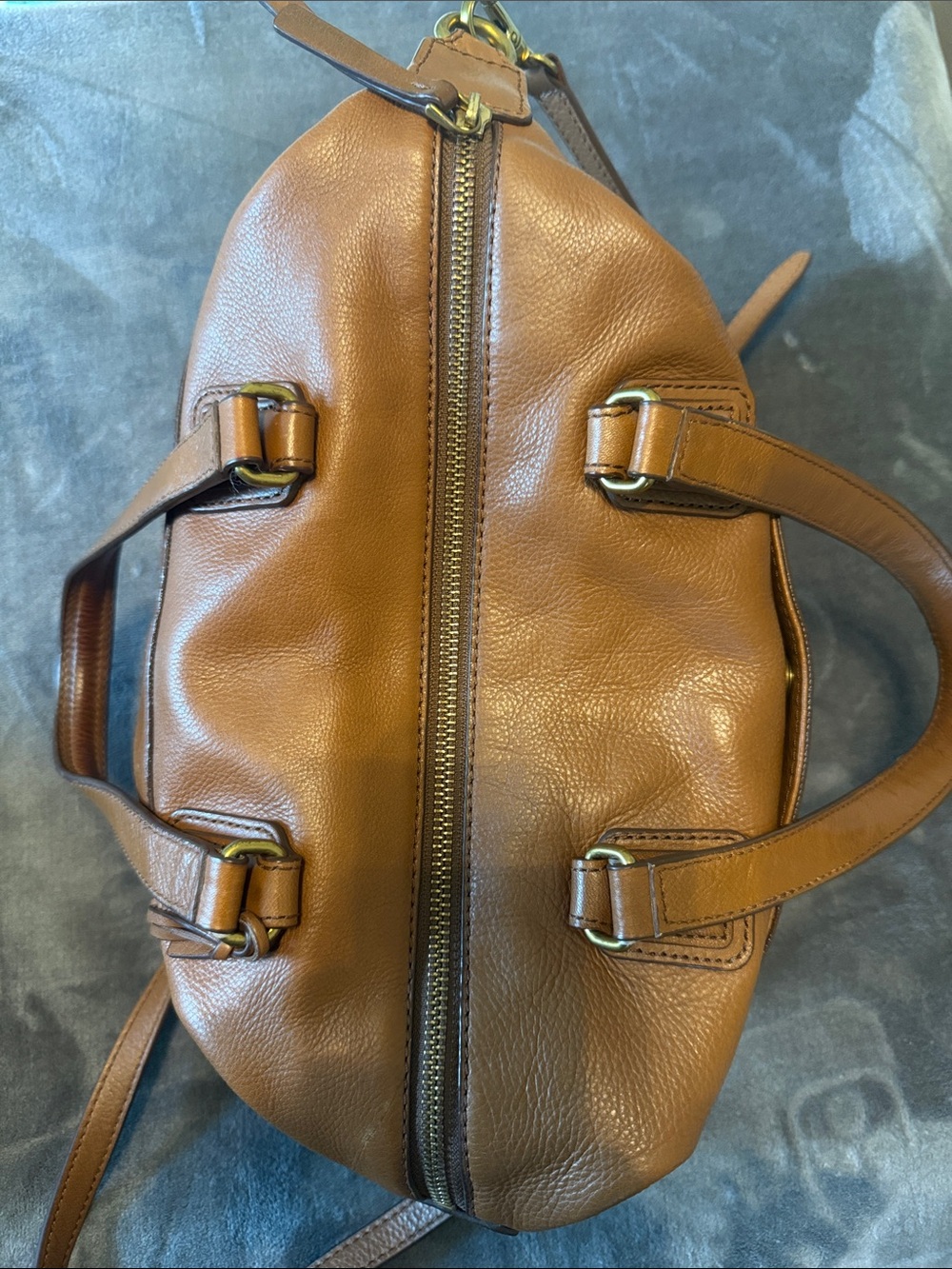FOSSIL 1954 Julia Satchel Brown Pebbled Leather Crossbody Bag Tote - Picture 6 of 10